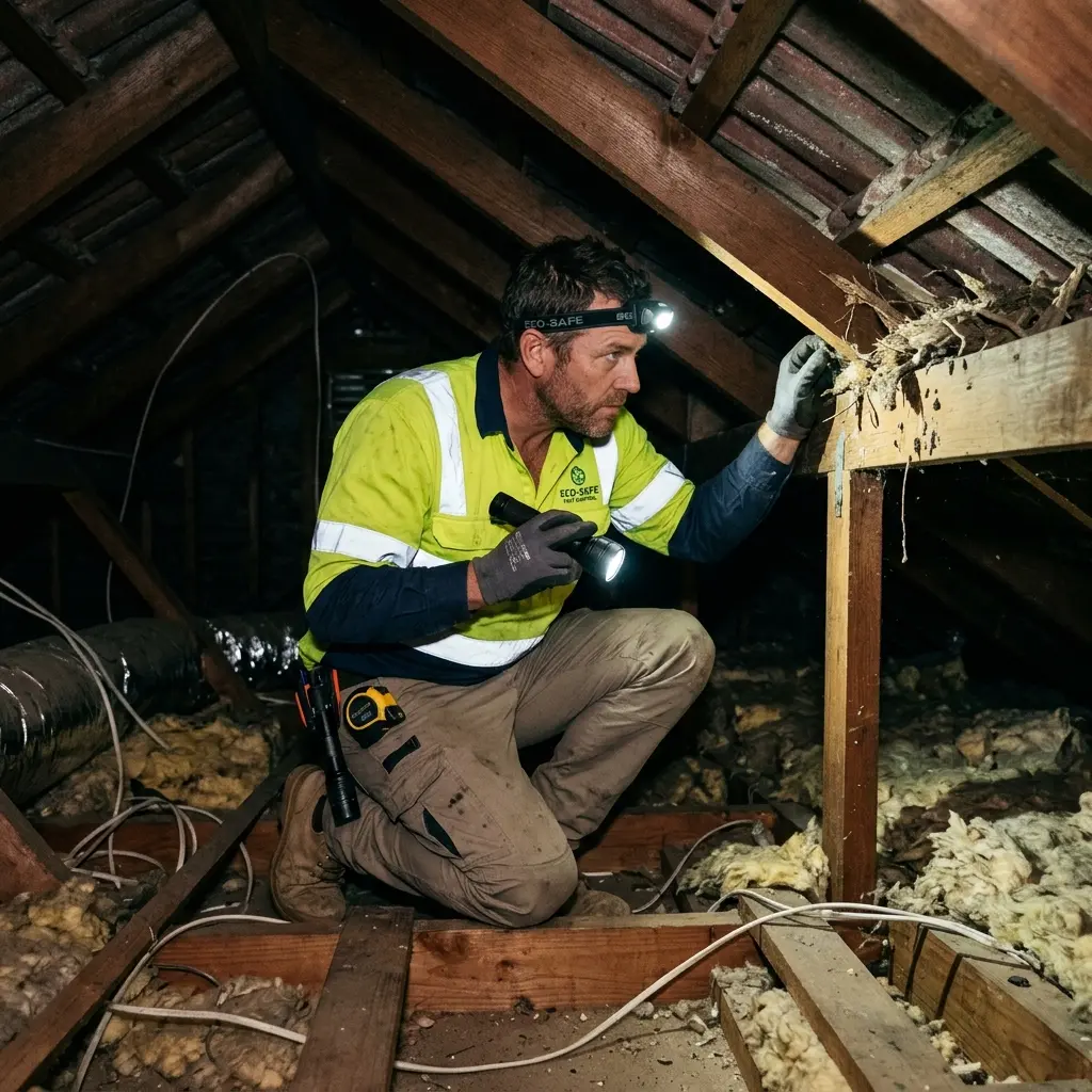 Technician locating dead rodents inside a Hawthorn wall cavity with detection equipment
